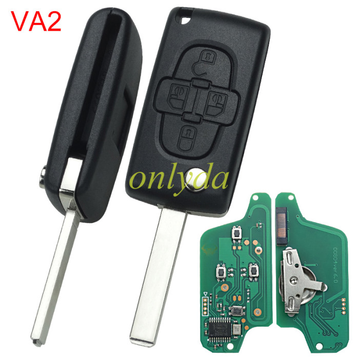 For Peugeot 4B Flip  Remote Key CE0523  433mhz  (battery on PCB) with ASK model  PCF7941  46 chip