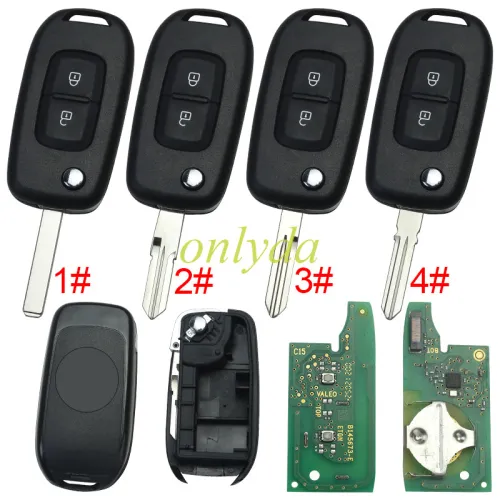 Original Renault 2 button remote key  hitag AES 4A (NCF296XM) chip with 434mhz Original PCB + aftermarket shell