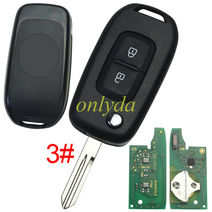 Original Renault 2 button remote key  hitag AES 4A (NCF296XM) chip with 434mhz Original PCB + aftermarket shell