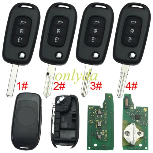 Copy Original Renault 3 button remote key  hitag AES 4A (NCF296XM) chip with 434mhz Original PCB + aftermarket shell