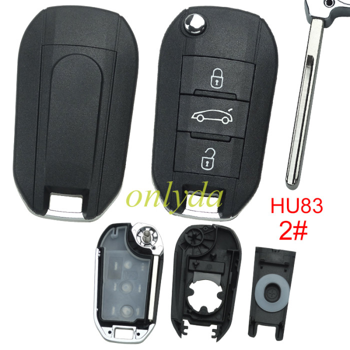 For Peugeot 3 button remote key blank with car button  , without logo ,have Va2 and HU83 blade , pls choose blade