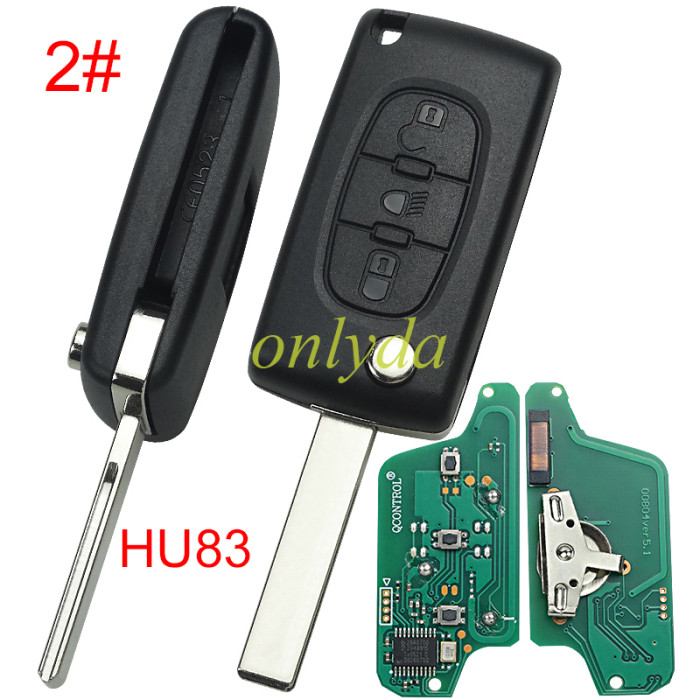 For peugeot 3B Flip Remote Key  433mhz (battery on PCB) FSK model  with 46 chip