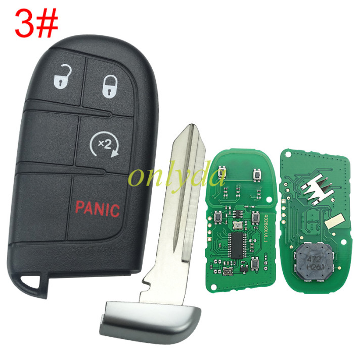 For Chrysler Grand Cherokee keyless  remote key with 434mhz with PCF7945/7953   HITAG2 chip with 2/2+1/3/3+1/4+1 button key shell , please choose