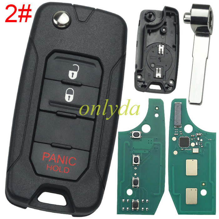 KYDZ for Chrysler 2+1/3+1/4 button flip remote key 434mhz with Megamos AES MQB 48  chip pls choose button  Renegade 2015 2016 2017 2018 Remote Car  2ADFTFI5AM433TX