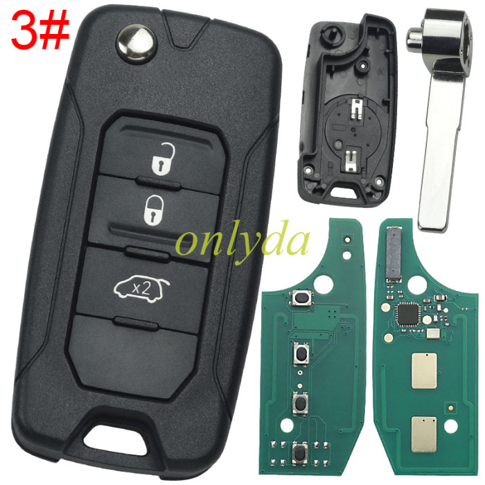 KYDZ for Chrysler 2+1/3+1/4 button flip remote key 434mhz with Megamos AES MQB 48  chip pls choose button  Renegade 2015 2016 2017 2018 Remote Car  2ADFTFI5AM433TX