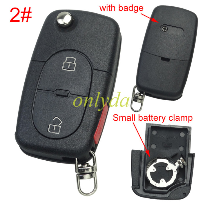 For Audi remote replacement key shell   with 1616 model battery holder, pls choose the button type