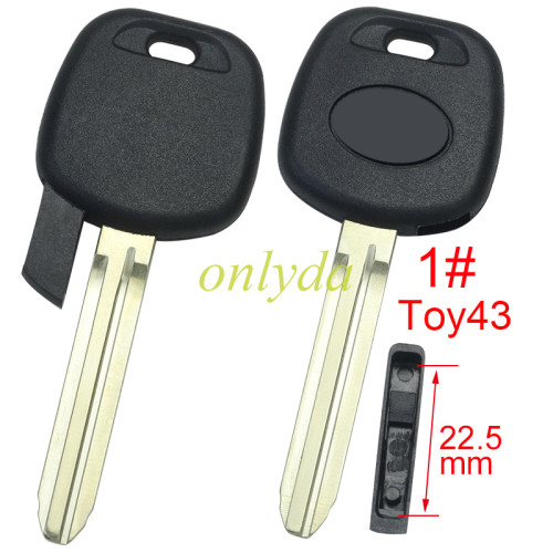For Toyota transponder key blank  , with badge with TPX chip and  carbon chip part ,The latch is below, 1# Toy43 ,2#Toy48,3#Toy40 ,pls choose blade model