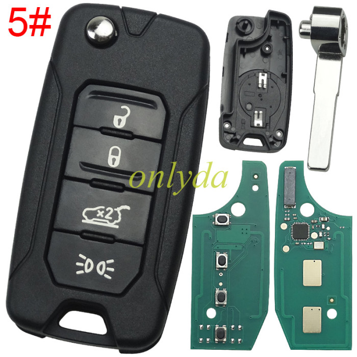 KYDZ for Chrysler 2+1/3+1/4 button flip remote key 434mhz with Megamos AES MQB 48  chip pls choose button  Renegade 2015 2016 2017 2018 Remote Car  2ADFTFI5AM433TX