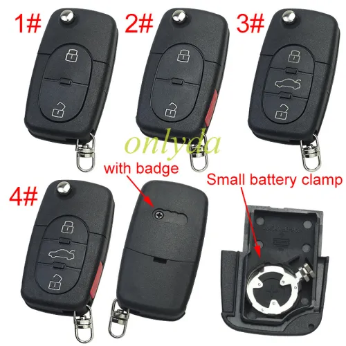 For Audi remote replacement key shell   with 1616 model battery holder, pls choose the button type