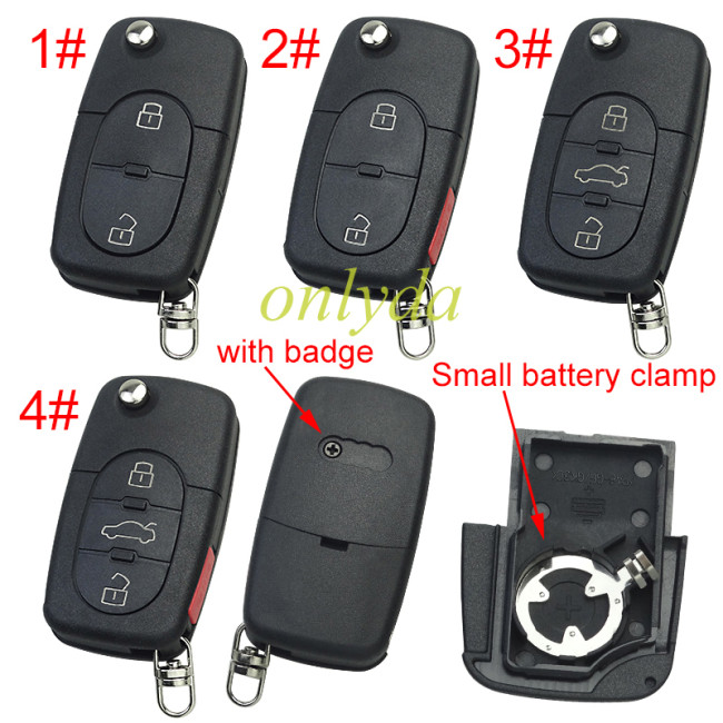 For Audi remote replacement key shell   with 1616 model battery holder, pls choose the button type