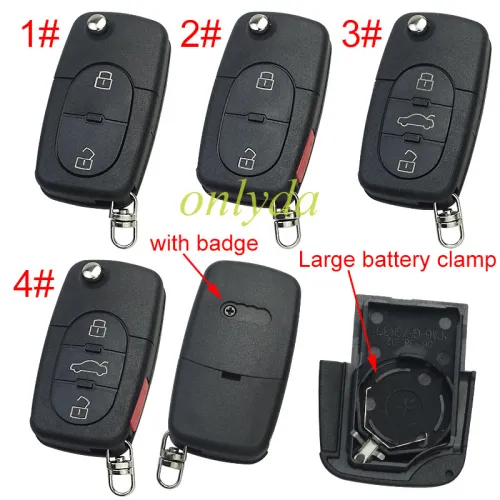 For Audi remote replacement key shell   with 2032 model battery holder, pls choose the button type