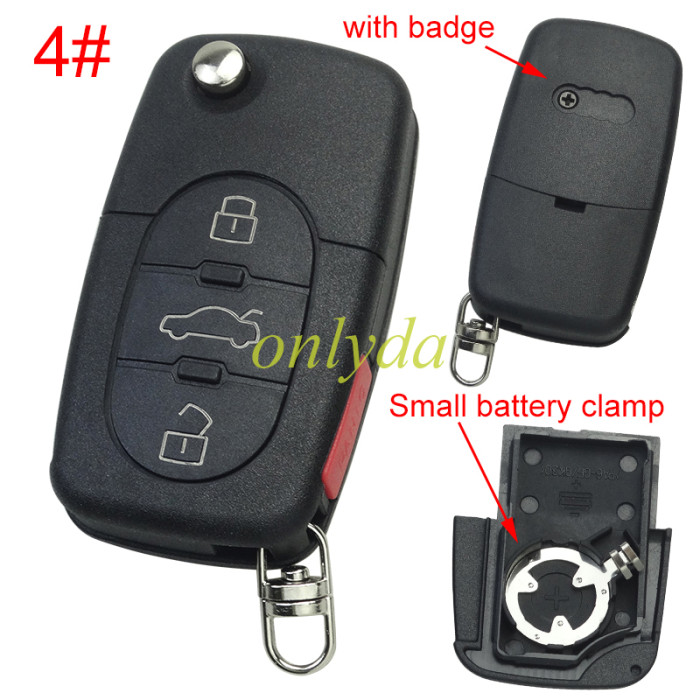 For Audi remote replacement key shell   with 1616 model battery holder, pls choose the button type
