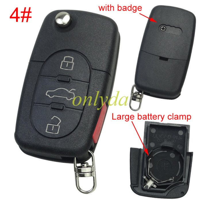 For Audi remote replacement key shell   with 2032 model battery holder, pls choose the button type