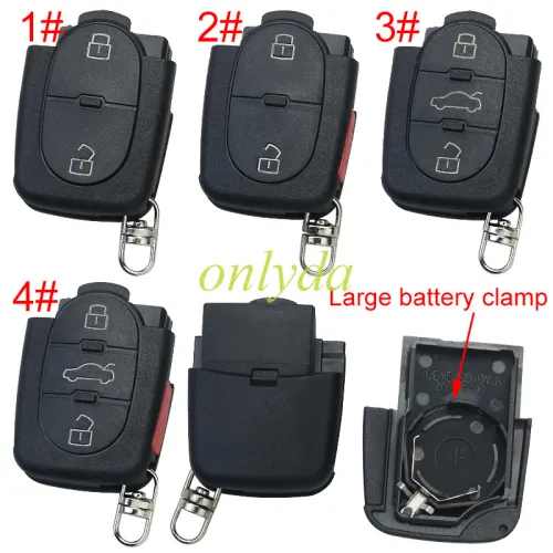 For Audi remote replacement key shell  part with 2032 model battery holder, pls choose the button type