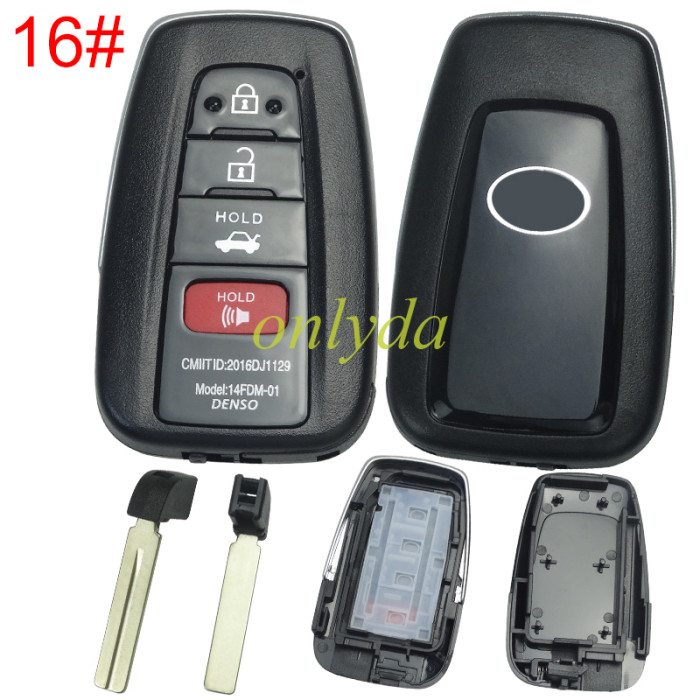 For Toyota remote key blank with blade,Back cover with badge , pls choose button model
