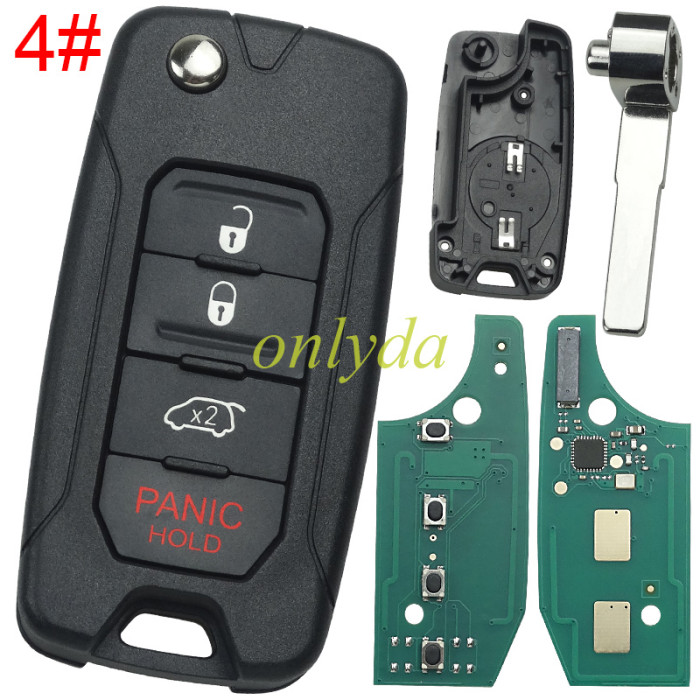 KYDZ for Chrysler 2+1/3+1/4 button flip remote key 434mhz with Megamos AES MQB 48  chip pls choose button  Renegade 2015 2016 2017 2018 Remote Car  2ADFTFI5AM433TX