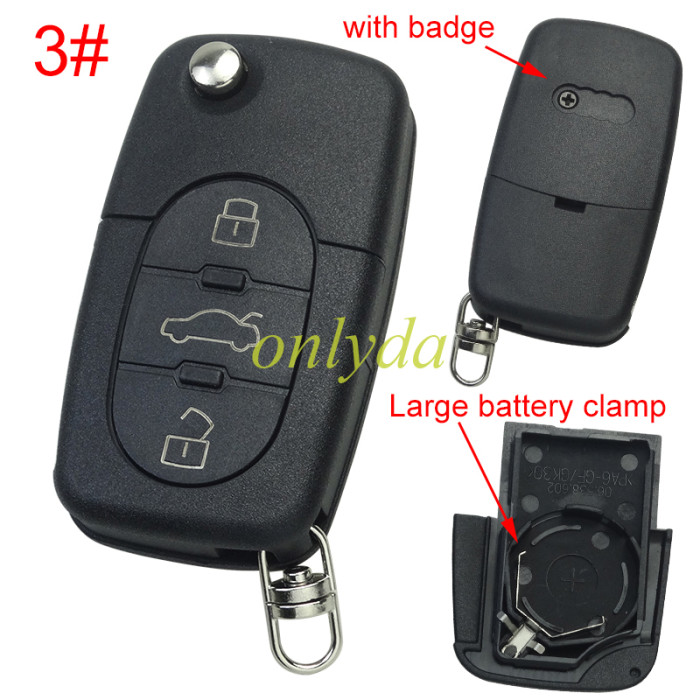 For Audi remote replacement key shell   with 2032 model battery holder, pls choose the button type