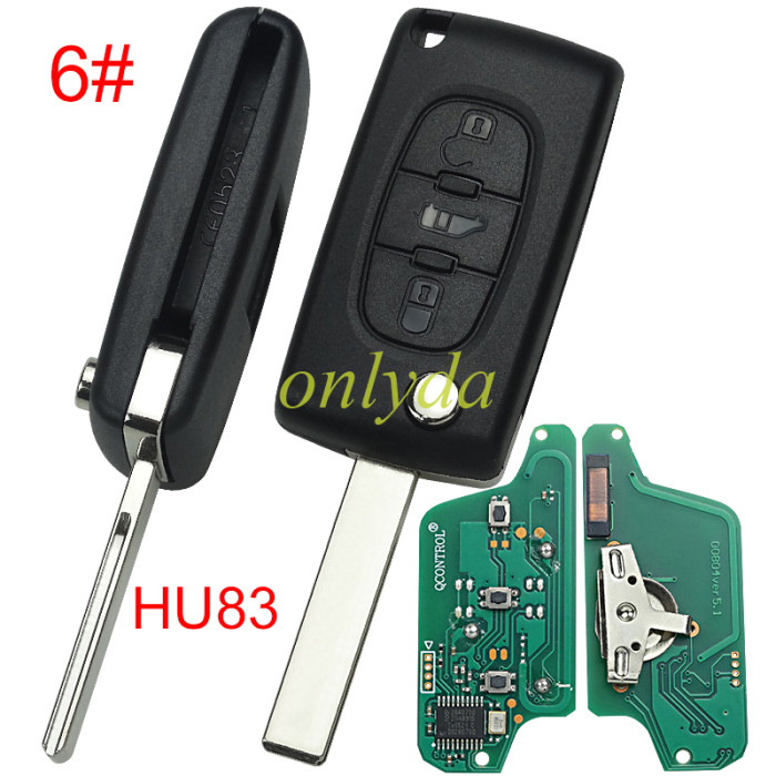 For peugeot 3B Flip Remote Key  433mhz (battery on PCB) FSK model  with 46 chip