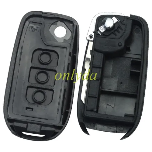 For Renault 3 button flip remote key blank, with badge,pls choose blade