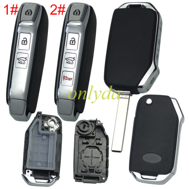 For Kia 3 /3+1 button remote key shell with key blade with badge ， pls choose button
