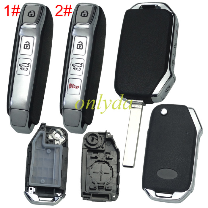 For Kia 3 /3+1 button remote key shell with key blade with badge ， pls choose button
