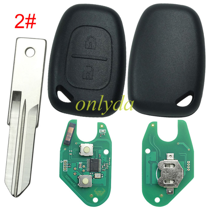 For Renault:Kangoo II, Master II,Traffic II Opel:Vivaro,Movano 2 button remote key NXP26A0- aftermarket pcf7946-433mhz  before 2000 year ,please choose the blade