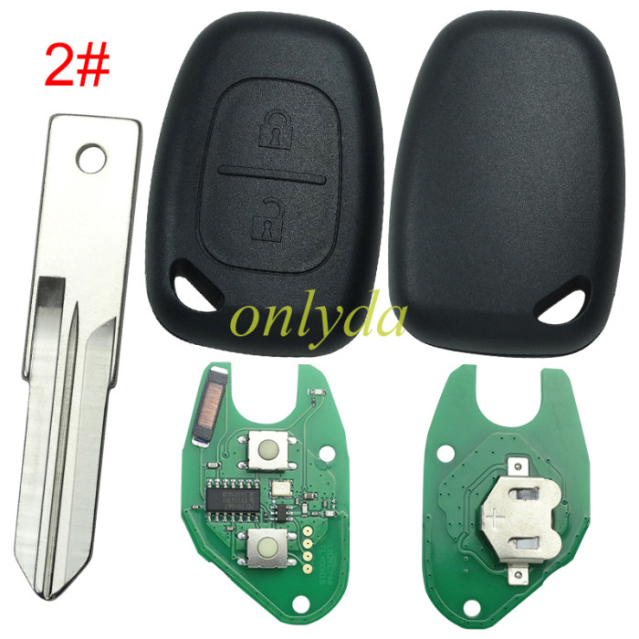 High quality For Renault:Kangoo II, Master II,Traffic II Opel:Vivaro,Movano 2 button remote key with original PCF7946AT-433mhz  before 2000 year ,please choose the blade