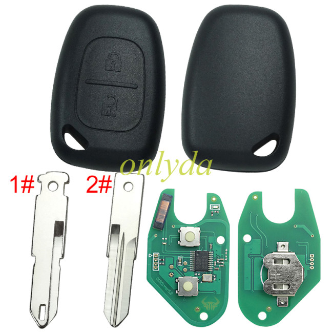 For Renault:Kangoo II, Master II,Traffic II Opel:Vivaro,Movano 2 button remote key NXP26A0- aftermarket pcf7946-433mhz before 2000 year ,please choose the blade