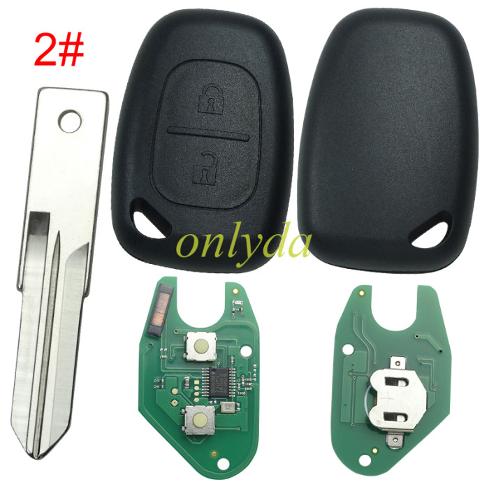 For Renault Clio ,Kango  2button remote with 434mhz after 2000 year with NXP26A0- aftermarket pcf7947  chip inside，please choose the blade
