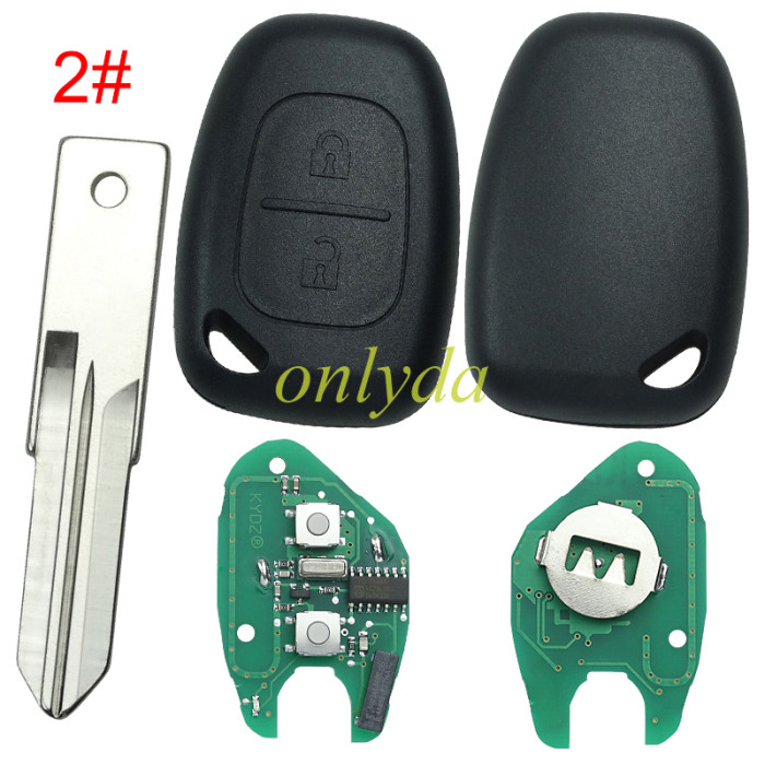 KYDZ MADE Renault:Kangoo II2004-2011 , Master II 2003-2010,Traffic II 2002-2010 Opel:Vivaro,Movano 2004-2010 Nissan interstar 2004-2014 2 button remote key pcf 7946-433mhz  before 2000 year ,please choose the blade
