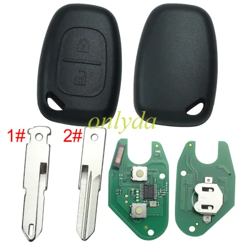 For Renault Clio ,Kango  2button remote with 434mhz after 2000 year with NXP26A0- aftermarket pcf7947  chip inside，please choose the blade