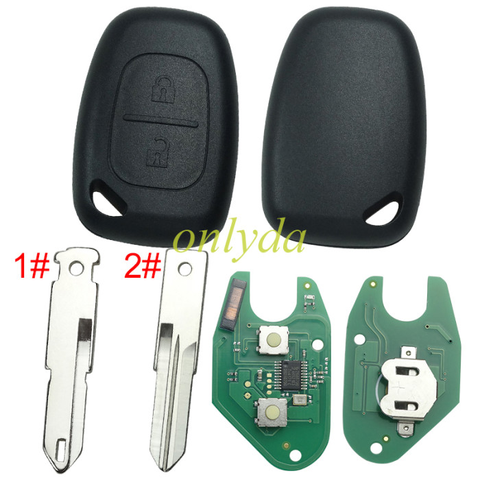 For Renault Clio ,Kango  2button remote with 434mhz after 2000 year with NXP26A0- aftermarket pcf7947  chip inside，please choose the blade