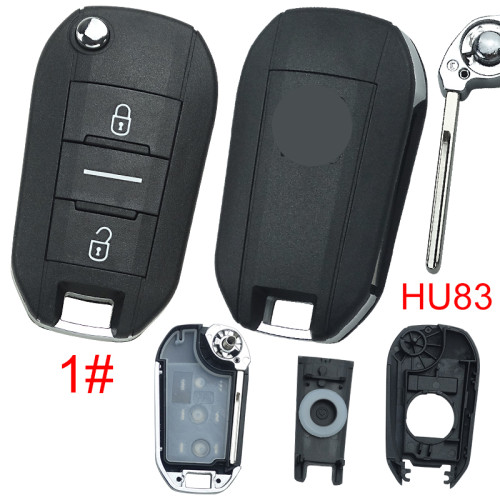 For Peugeot remote key shell with badge, blade HU83. Pls choose the button type