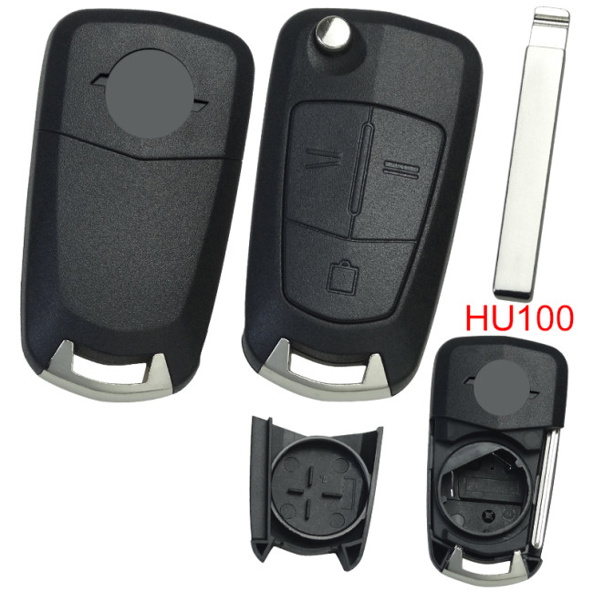 For Opel 3 button remote key shell with original badge place, blade HU100