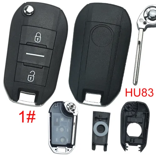 For Citroen 3 button remote key shell with round logo, blade is HU83, pls choose button model