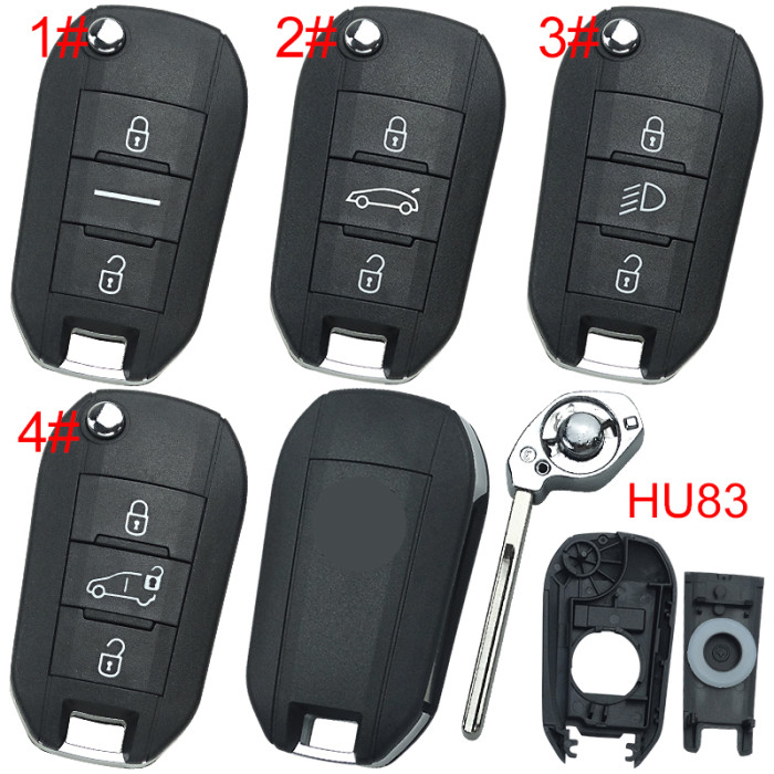 For Peugeot remote key shell with badge, blade HU83. Pls choose the button type