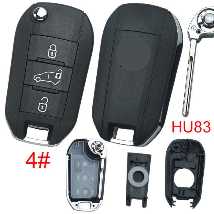 For Peugeot remote key shell with badge, blade HU83. Pls choose the button type