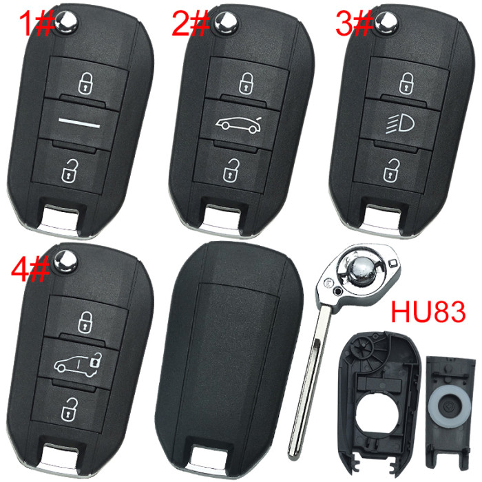 For Peugeot remote key shell without  badge, blade HU83. Pls choose the button type