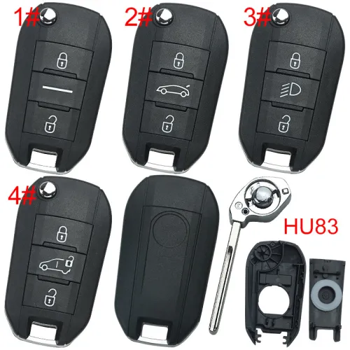 For Citroen 3 button remote key shell with round logo, blade is HU83, pls choose button model