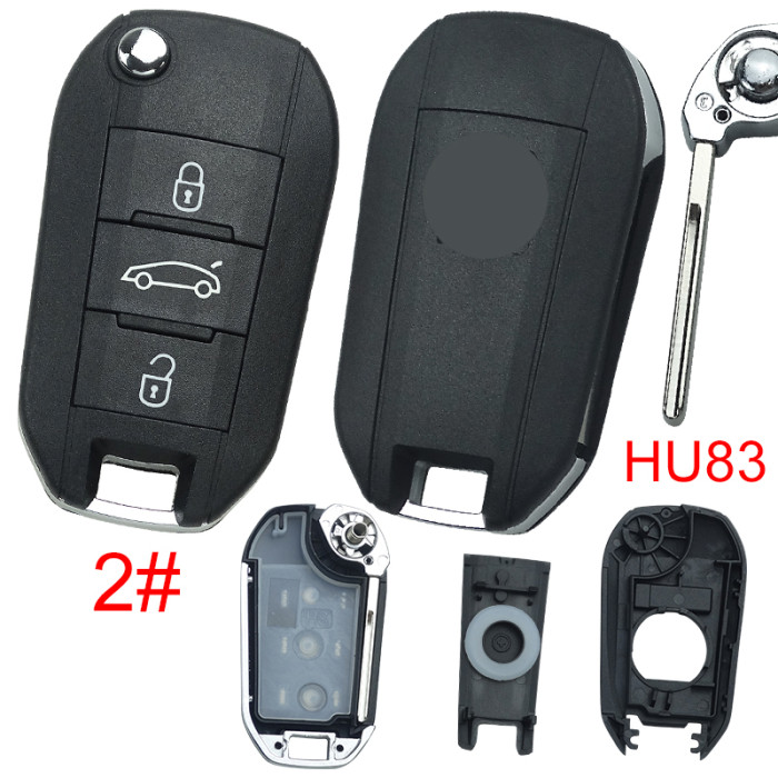 For Peugeot remote key shell with badge, blade HU83. Pls choose the button type