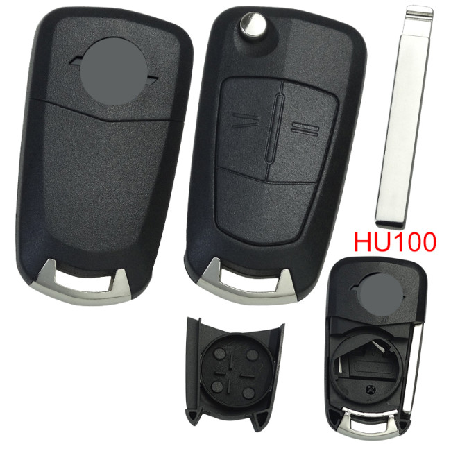 For Opel 2 button  remote key blank with HU100 blade, original badge place