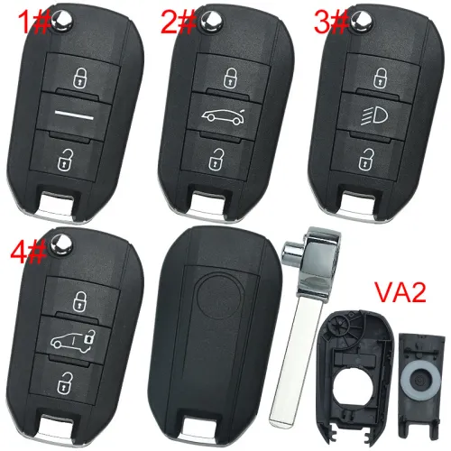 For Citroen 3 button remote key shell with round badge,blade is VA2, pls choose button model