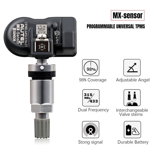 Autel MX-Sensor 315MHz+433MHz 2 in 1 Universal Programmable TPMS Sensor OE Level Tire Pressure Monitoring System