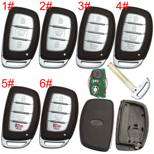 For Hyundai  remote key blank .no battery clip with badge , pls choose button