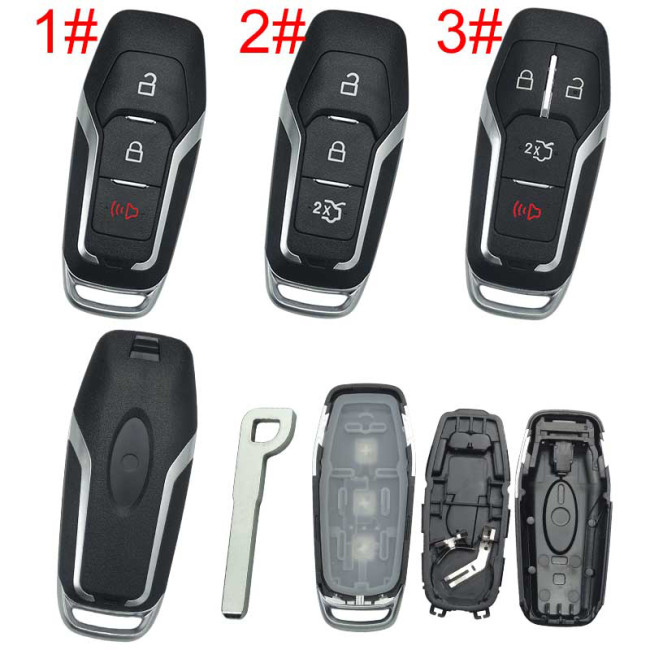 For Ford  remote key shell with Hu101 blade with  Ford badge ， pls choose button