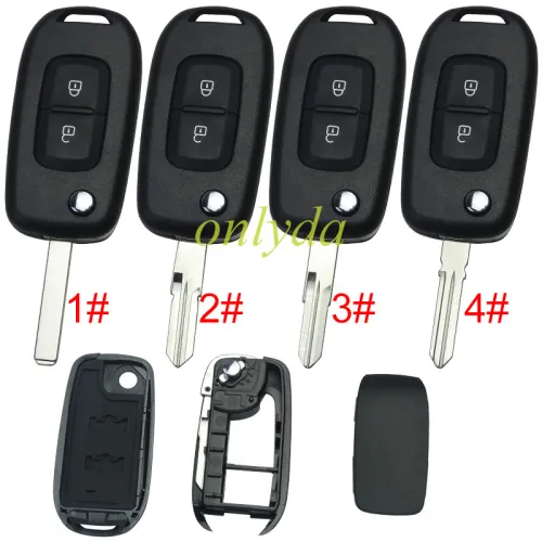 For Renault 2 button flip remote key blank, without badge,pls choose blade