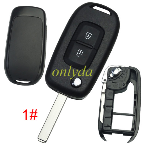 For Renault 2 button flip remote key blank, without badge,pls choose blade