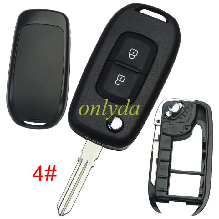For Renault 2 button flip remote key blank, without badge,pls choose blade