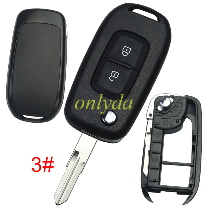 For Renault 2 button flip remote key blank, without badge,pls choose blade