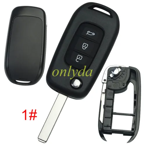For Renault 3 button flip remote key blank, without badge,pls choose blade